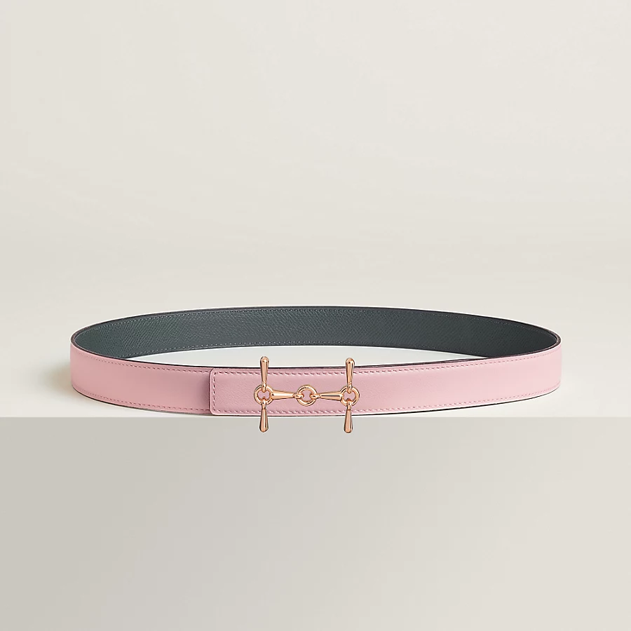 H Equestre belt buckle & Reversible leather strap 24 mm - Image 1
